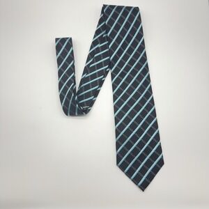Countess Mara Men's Neck Tie Featuring Black & Blue Stripped Pattern 63 Inches